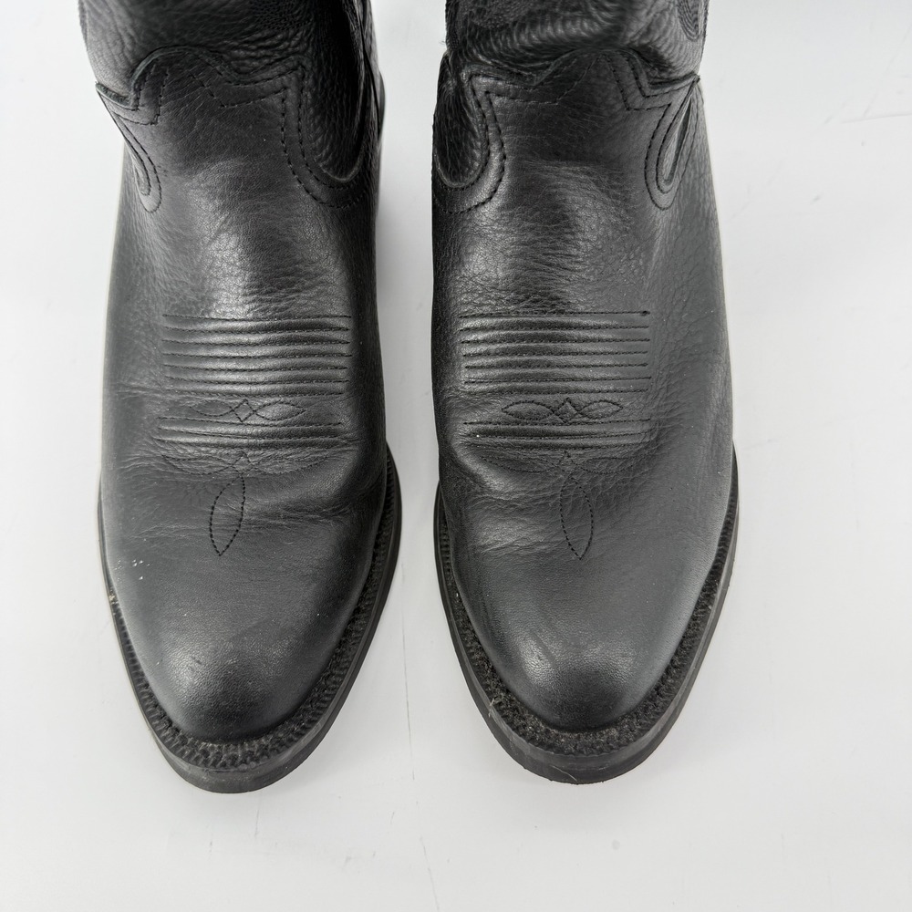 Tony Lama 3R Buckaroo Western Cowboy Boots Black Deertan Leather Men 7D RR4002 - Picture 3 of 12